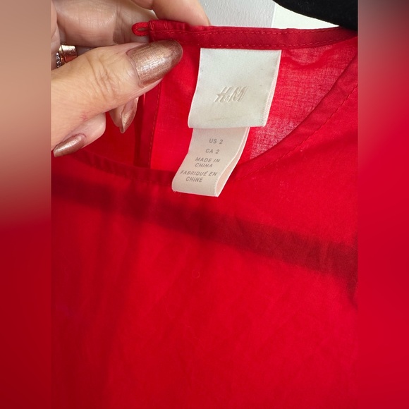H&M RED POPLIN MINI RED DRESS - Picture 3 of 7